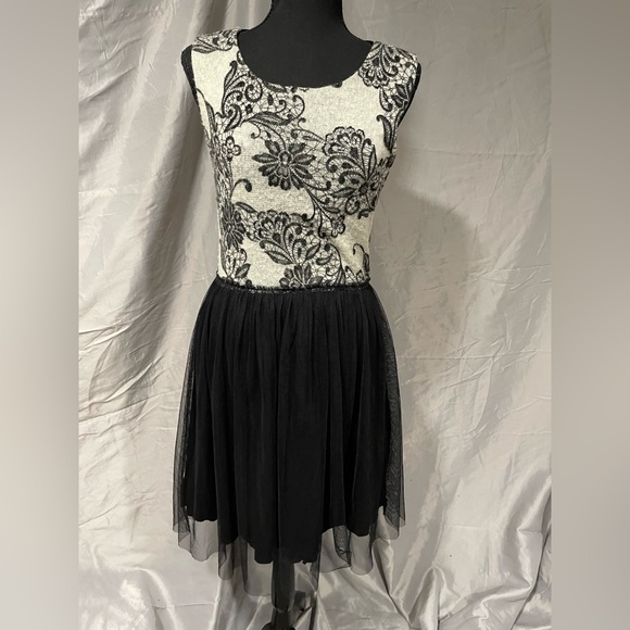 Anthropologie Weston Wear Black and Gray Lace Tulle Midi Dress - Picture 9 of 16